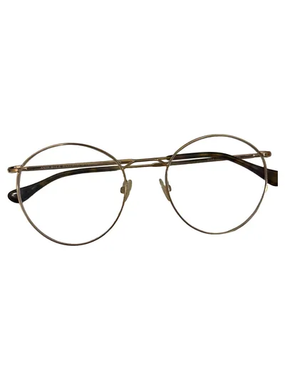 ANDY WOLF EYEWEAR Brille Unisex Gold Metall Rund Handmade