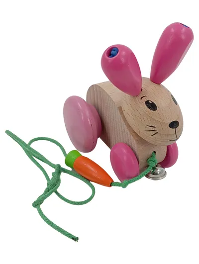 SELECTA Hase Nachziehtier Spielfigur Baby Kleinkind Holz Mehrfarbig