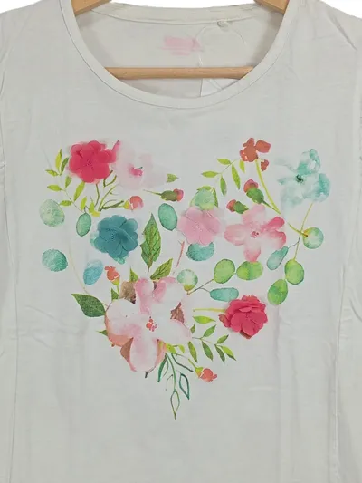 Yigga Mädchen T-Shirt Gr. 164 Weiß Blumenprint Herz Kurzarm