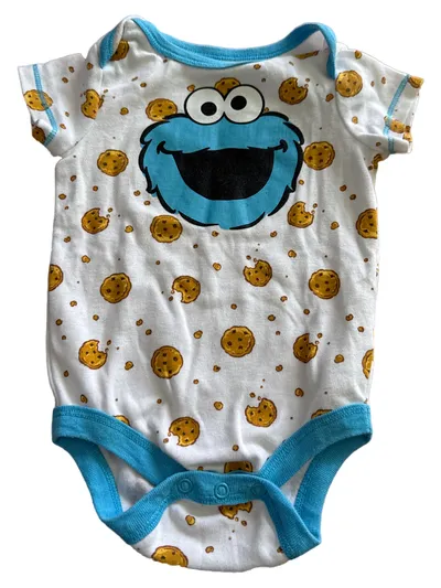 Sesamstraße Krümelmonster Baby Body Gr. 3-6 Monate Weiß