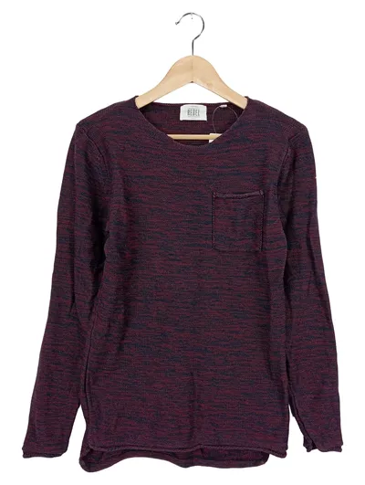 REDEFINED REBEL Herren Pullover Gr. 46/S Rot Meliert Casual Langarm Baumwolle