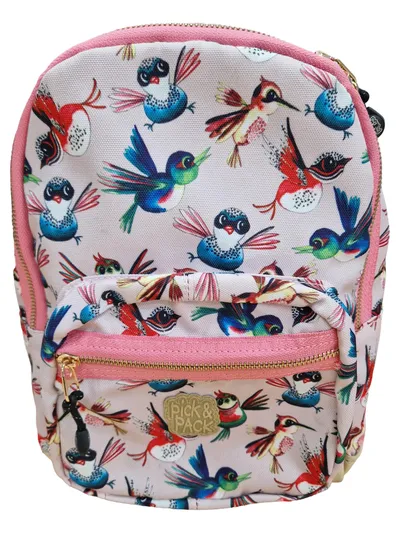 Pick & Pack Mini Rucksack Vogelmuster Rosa Kinder Kolibri Vögel
