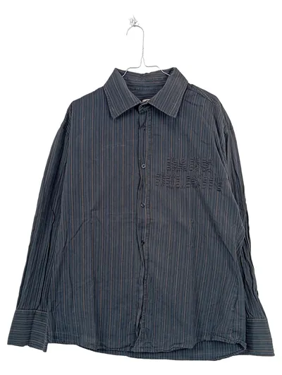 QS by s.Oliver Herren Freizeithemd Gr. XL Grau Gestreift Baumwolle