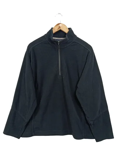 LANDS' END Herren Fleecepullover Gr. 50/L Schwarz Casual Sportlich