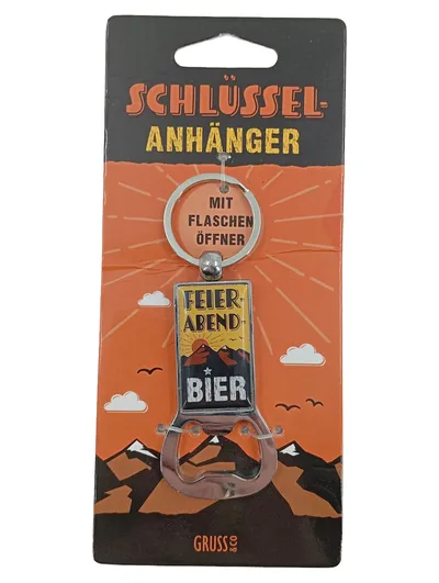 GRUSS & CO Schlüsselanhänger Flaschenöffner Feierabend Bier Mehrfarbig Praktisch