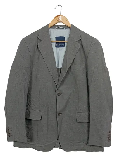 MCNEAL Herren Sakko Business Anzugjacke Gr. 52/XL Grau Klassisch Leinen-Mix