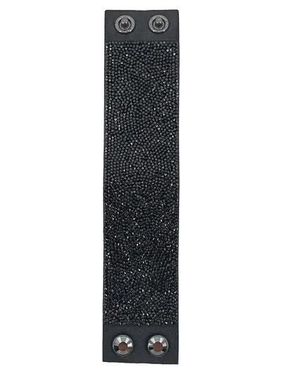 KARL LAGERFELD Armband Schwarz Strass Kristalle Druckknopf Damen Elegant