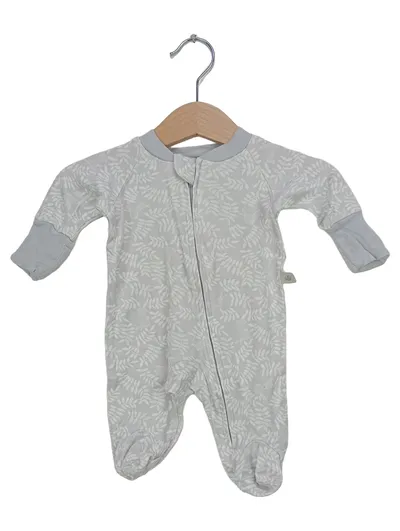Perlimpinpin Baby Schlafstrampler Gr. 50 Grau Blätter Bambus Viskose