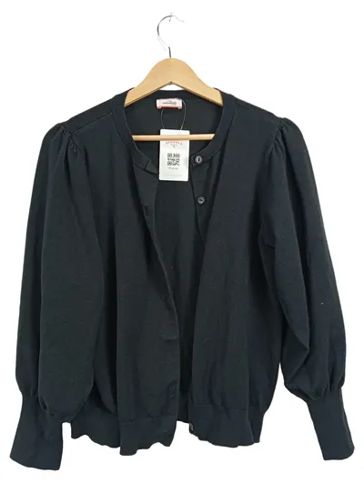 Essentials by Tchibo Damen Strickjacke Schwarz Gr. 40/42 Puffärmel Basic