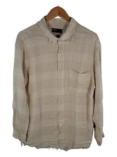 Vamos Herren Freizeithemd Leinen Beige Gr. S Langarm Casual