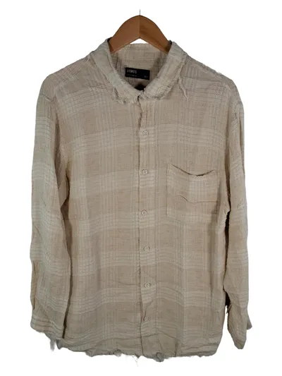 Vamos Herren Freizeithemd Leinen Beige Gr. S Langarm Casual