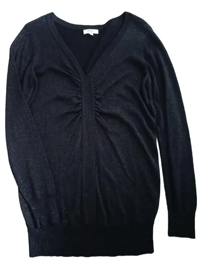 Anne L. Damen Pullover Gr. 38/M Schwarz Casual Glitzer Langarm