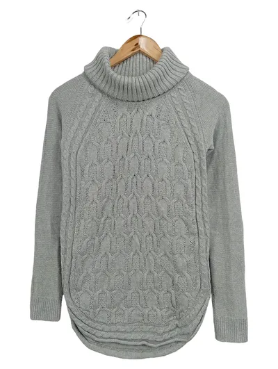 BANANA REPUBLIC Damen Pullover Grau 34/XS Zopfstrick Rollkragen Baumwolle