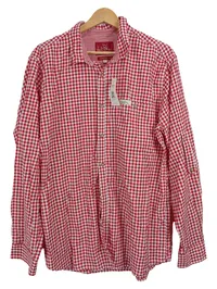 Edelheiss Trachtenhemd Herren Karohemd Rot Gr. 42/XL Langarm Stickerei Hirsch 1