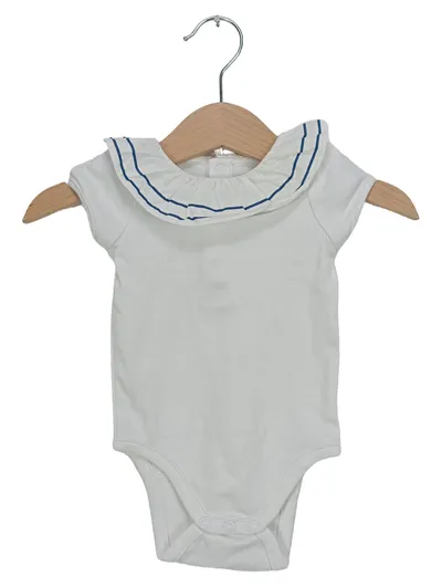 Jacadi Paris Baby Body Mädchen Gr. 62 3M Weiß Rüschenkragen Baumwolle