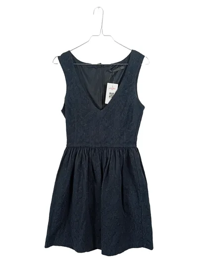 Zara A-Linien Kleid Damen Gr. 38 M Schwarz Cocktailkleid Festlich Baumwolle