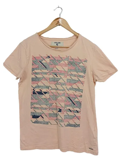 GARCIA JEANS Herren T-Shirt Gr. 48/M Beige Grafik Print Kurzarm Baumwolle