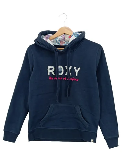ROXY Kapuzenpullover Damen Gr. 34/XS Blau Logo-Print Casual Sweatshirt