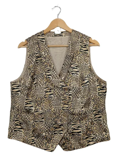 SOIREE Anzugweste Damen Gr. 44/XXL Festlich Animal Print Beige Ärmellos