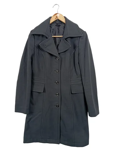 SISLEY Damen Wollmantel Gr. 38/M Grau Klassisch Elegant Wintermantel