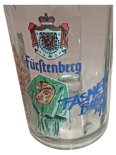 Fürstenberg Bierkrug Glas Fasnet Clown 0,3L Traditionell Sammler