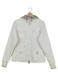 ESISTO Damen Steppjacke Gr. 40/L Weiß Klassisch Elegant Kapuze 1