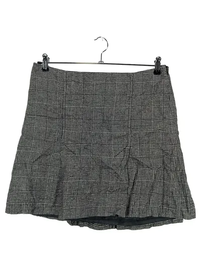 MARC AUREL Damen Faltenrock Gr. 40/L Kariert Grau Business Elegant 46cm