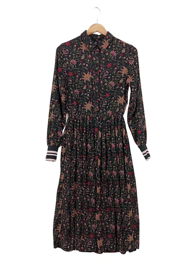 EKSEPT Damen Blusenkleid XS 34 Blumenmuster Mehrfarbig Langarm Maxikleid