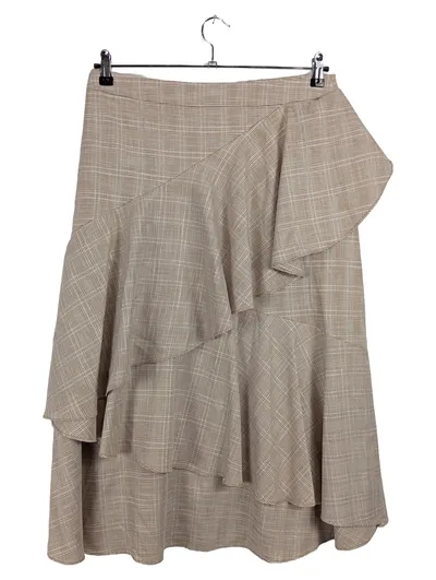 Tuğba Damen Faltenrock Gr. 44 Kariert Beige Rüschen Midi