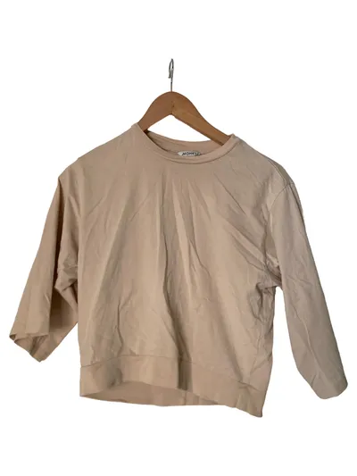 Monki Damen Sweatshirt Beige XS Casual 3/4-Arm Shirt