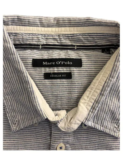 Marc O'Polo Freizeithemd Herren Gr. L/52 Blau Weiß Gestreift Kurzarm