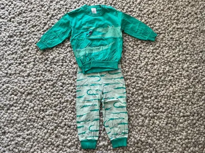 Calida Kinder Schlafanzug Set Shirt Hose Grün Tiermotive Gr. 86 Baumwolle
