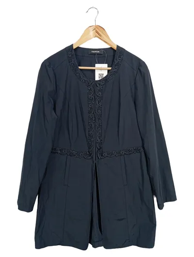 TAIFUN Damen Leichter Mantel Elegant Schwarz Gr. 38;M Langarm Stickerei