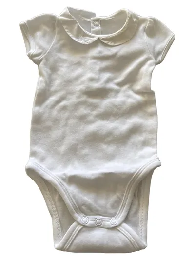 Jacadi Baby Body Mädchen Kurzarm Weiß Gr. 60/62 Schleife Rundkragen