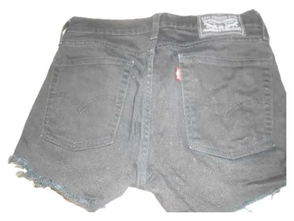 Levi's Damen Cut-Off Shorts Jeans Fransen Schwarz W30 L30 Baumwolle 2