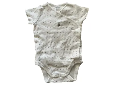Obaïbi Baby Body Wickelbody Mädchen Gr. 59 Weiß gepunktet Baumwolle