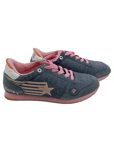 Superdry Damen Sneaker Low Gr. 38 Grau Rosa Retro Turnschuhe