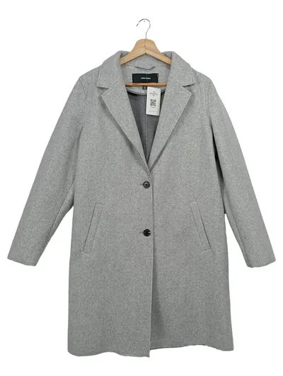 VERO MODA Damen Mantel Klassisch Grau Meliert Gr. M Knopfleiste