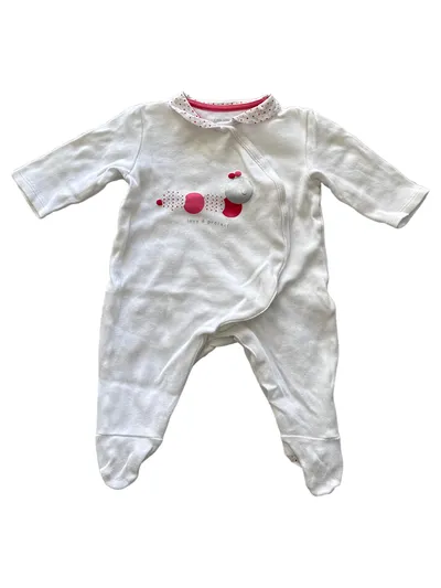 Obaïbi Baby Schlafanzug Strampler Mädchen Gr. 62 Weiß Praktisch Punkte