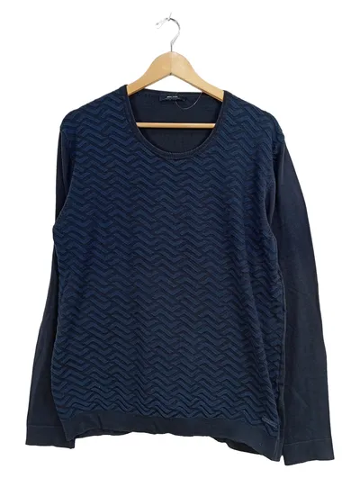Pierre Cardin Herren Pullover Langarm Blau Zickzack Muster Gr. L