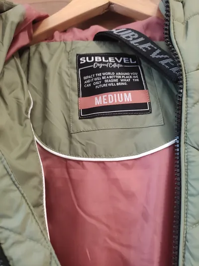 SUBLEVEL Damen Steppjacke Winterjacke Kapuze Oliv Gr. L 40