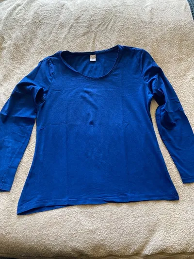 Cecilia Classics Langarmshirt Damen Gr. 38/M Blau Casual Baumwolle