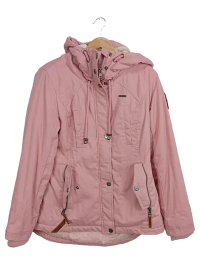 Marikoo Damen Winterjacke Steppjacke Kapuze Rosa Gr. M Teddyfutter