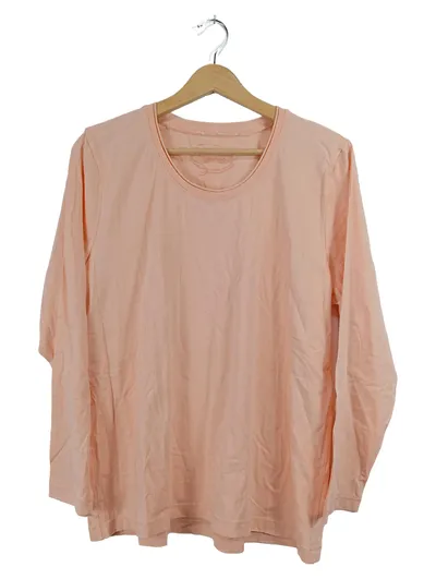 Gina Laura Damen Langarmshirt Gr. L Rosa Basic Baumwolle Rundhals