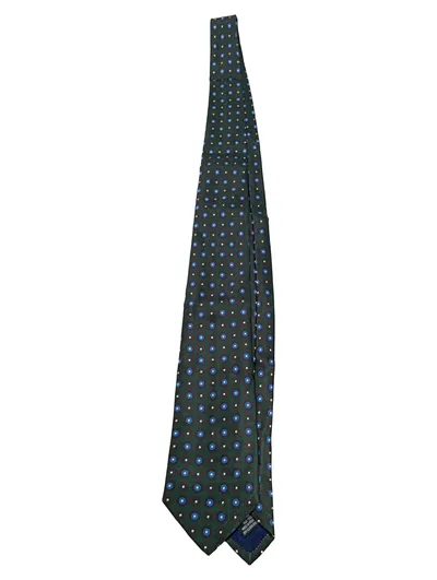 Boggi Milano Krawatte Herren Seide Grün Geometrisch Made in Italy