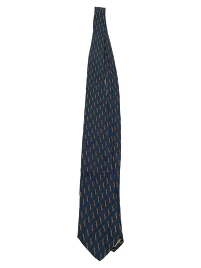 Roxy Herren Krawatte 100% Seide Blau Gold Kettenmuster Made in Italy