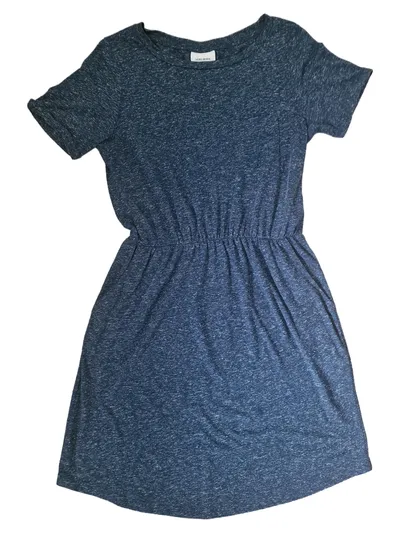 VERO MODA Freizeitkleid Damen Blau Melange Gr. 36/S Baumwolle Casual