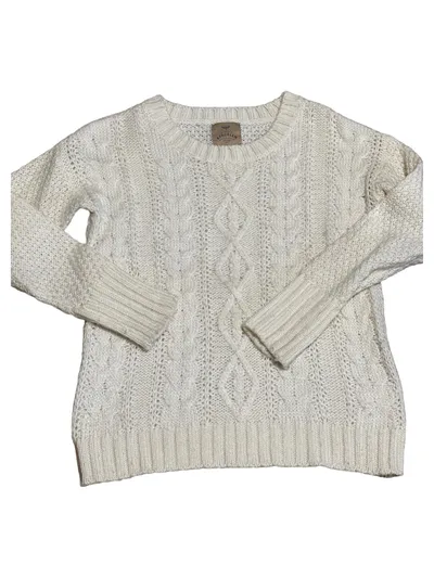 Aphorism Pullover Damen Gr. 36 Weiß Casual Zopfstrickmuster Langarm