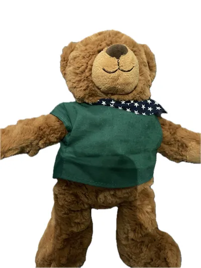 Teddy-Hermann Kuscheltier Braunbär M mit grünem Hemd Plüschtier Braun