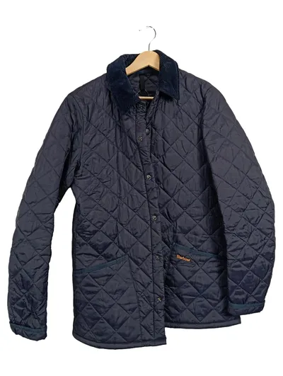Barbour Steppjacke Herren Gr. XS (44) Blau Gesteppt Übergangsjacke Cordkragen
